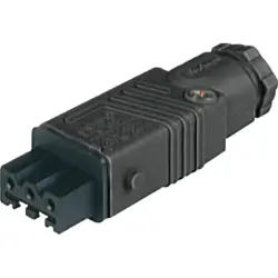 Jack, 3 pole + PE, screw connection, 0.25-1.5 mm², black, 932140100