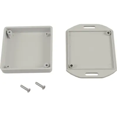 ABS miniature enclosure, (L x W x H) 60 x 60 x 15 mm, light gray (RAL 7035), IP54, 1551TTFLGY - 1