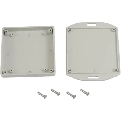 ABS miniature enclosure, (L x W x H) 80 x 80 x 15 mm, light gray (RAL 7035), IP54, 1551XXFLGY - 1