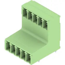 Pin header, 10 pole, pitch 3.81 mm, angled, green, 1032290000