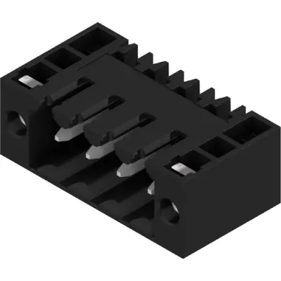 Pin header, 4 pole, pitch 3.5 mm, angled, black, 1615550000 - 1