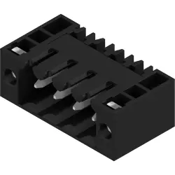 Pin header, 4 pole, pitch 3.5 mm, angled, black, 1615550000
