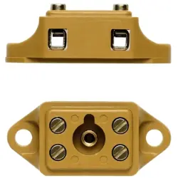 Terminal block, 2 pole, 2.5 mm², clamping points: 4, yellow, screw connection, 24 A, 0243820000