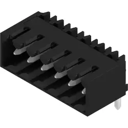 Pin header, 6 pole, pitch 3.5 mm, angled, black, 1615440000