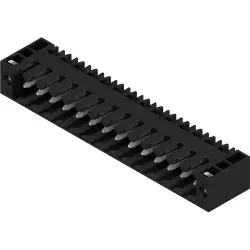 Pin header, 14 pole, pitch 3.5 mm, angled, black, 1388050000