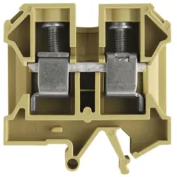 Through terminal block, screw connection, 4.0-16 mm², 2 pole, 76 A, 8 kV, beige/yellow, 0271060000