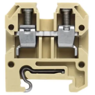 Through terminal block, screw connection, 0.5-4.0 mm², 2 pole, 32 A, 6 kV, beige/yellow, 0294360000 - 1