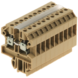 Through terminal block, screw connection, 0.5-4.0 mm², 2 pole, 24 A, 8 kV, beige/yellow, 0322860000
