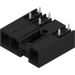Pin header, 3 pole, pitch 7.62 mm, angled, black, 1048480000