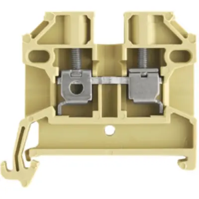 Through terminal block, screw connection, 0.5-4.0 mm², 2 pole, 24 A, 8 kV, beige/yellow, 0380460000 - 1