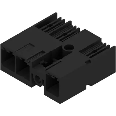 Pin header, 3 pole, pitch 7.62 mm, angled, black, 2499730000 - 1