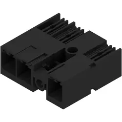 Pin header, 3 pole, pitch 7.62 mm, angled, black, 2499730000