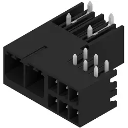 Pin header, 2 pole, pitch 7.62 mm, angled, black, 2529260000