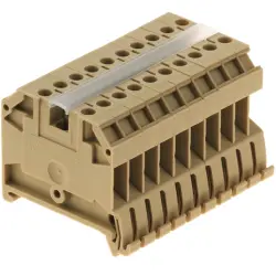 Through terminal block, screw connection, 0.5-4.0 mm², 2 pole, 24 A, 8 kV, beige/yellow, 0499560000