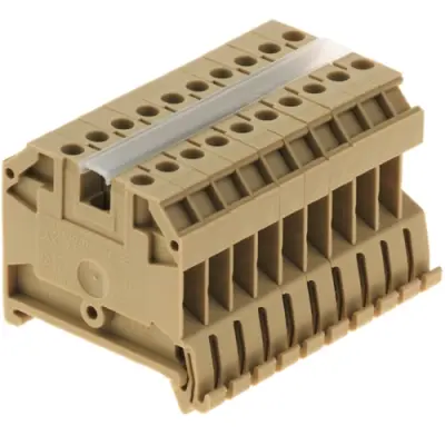Through terminal block, screw connection, 0.5-4.0 mm², 2 pole, 24 A, 8 kV, beige/yellow, 0499560000 - 1