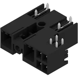 Pin header, 2 pole, pitch 7.62 mm, angled, black, 2529010000