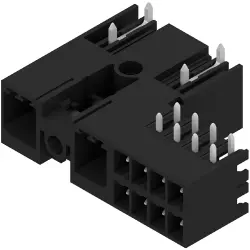 Pin header, 2 pole, pitch 7.62 mm, angled, black, 2529560000