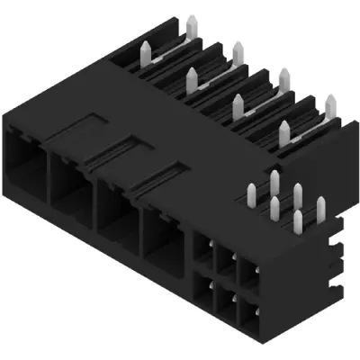 Pin header, 4 pole, pitch 7.62 mm, angled, black, 2529320000 - 1