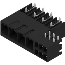 Pin header, 4 pole, pitch 7.62 mm, angled, black, 2529320000