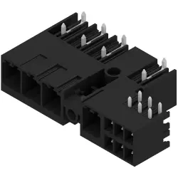 Pin header, 4 pole, pitch 7.62 mm, angled, black, 2529640000