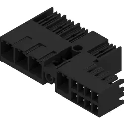 Pin header, 4 pole, pitch 7.62 mm, angled, black, 2529820000