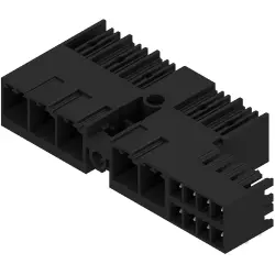 Pin header, 5 pole, pitch 7.62 mm, angled, black, 2529880000