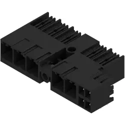 Pin header, 5 pole, pitch 7.62 mm, angled, black, 2530040000