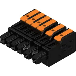 Socket header, 6 pole, pitch 7.5 mm, straight, black, 8000078350