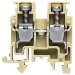 Through terminal block, screw connection, 0.5-2.5 mm², 2 pole, 24 A, 4 kV, beige/yellow, 0697160000