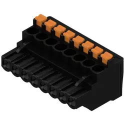 Pin header, 8 pole, pitch 5.08 mm, angled, black, 1000090001