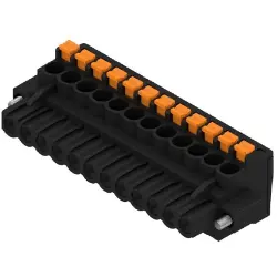 Pin header, 12 pole, pitch 5.08 mm, angled, black, 1000320001