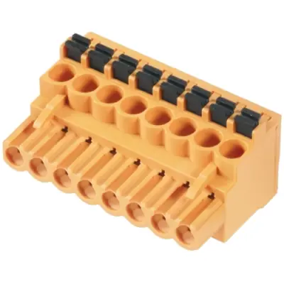 Pin header, 10 pole, pitch 5.08 mm, angled, orange, 1001610000 - 1