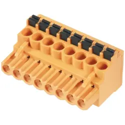 Pin header, 10 pole, pitch 5.08 mm, angled, orange, 1001610000