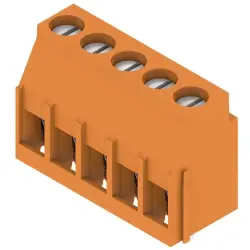 PCB terminal, 5 pole, pitch 5.08 mm, AWG 26-12, 20 A, clamping bracket, orange, 1001860000