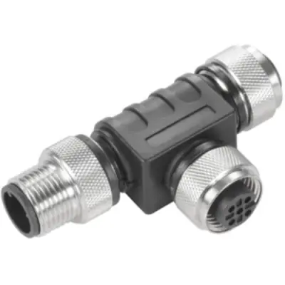Adapter, M20 (5 pole, socket/plug) to M12 (5 pole, socket), T-shape, 1009370000 - 1