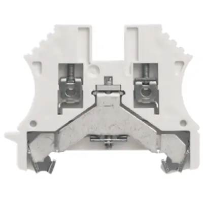 Protective conductor terminal, screw connection, 0.5-2.5 mm², 2 pole, 10 A, 8 kV, white, 1010010000 - 1
