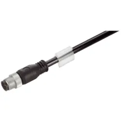 System cable, M12-plug, straight to open end, Cat 5e, SF/UTP, Radox GKW S, 5 m, black, 1010840050