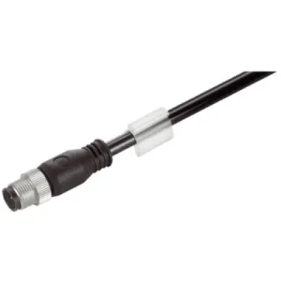 System cable, M12-plug, straight to open end, Cat 5e, SF/UTP, Radox GKW S, 5 m, black, 1010840050 - 1