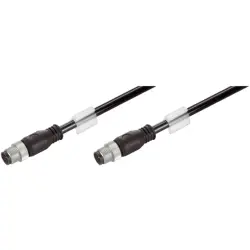 System cable, M12-plug, straight to M12-plug, straight, Cat 5e, SF/UTP, Radox GKW S, 20 m, black, 1010850200