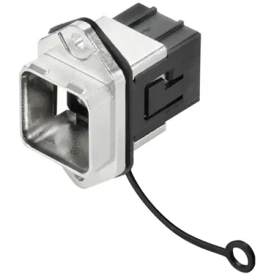 Plug housing, black, panel mounting, for RJ45 connector, 1011540000 - 1