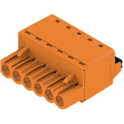 Pin header, 6 pole, pitch 5.08 mm, straight, orange, 1013730000 - 1
