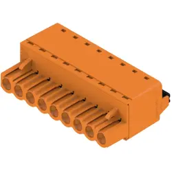 Pin header, 9 pole, pitch 5.08 mm, straight, orange, 1013760000