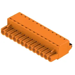 Pin header, 13 pole, pitch 5.08 mm, straight, orange, 1013810000