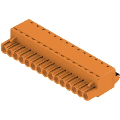 Pin header, 15 pole, pitch 5.08 mm, straight, orange, 1013830000 - 1