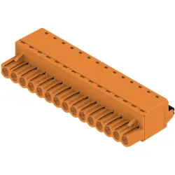 Pin header, 15 pole, pitch 5.08 mm, straight, orange, 1013830000