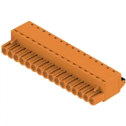 Pin header, 16 pole, pitch 5.08 mm, straight, orange, 1013840000