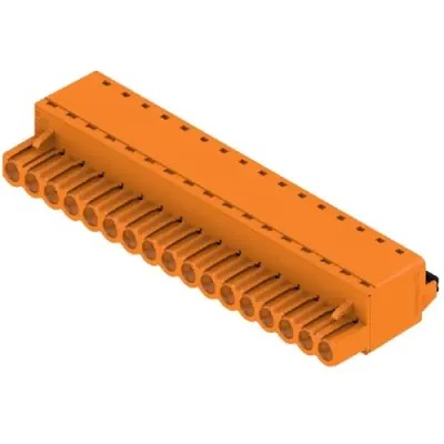 Pin header, 17 pole, pitch 5.08 mm, straight, orange, 1013850000 - 1