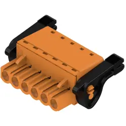 Pin header, 6 pole, pitch 5.08 mm, straight, orange, 1014420000