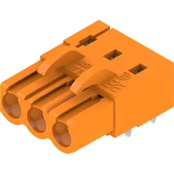 Socket header, 3 pole, pitch 5.08 mm, angled, orange, 1368250000