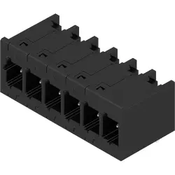 Pin header, 6 pole, pitch 5 mm, angled, black, 2741450000